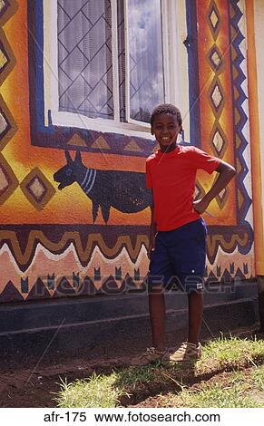 Boy by Painted Building Zulu Homelands South Africa View Large Photo Image Stock Photography - Boy by Painted Building Zulu Homelands South Africa. Fotosearch