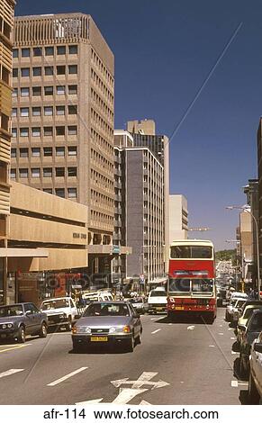 Picture - Bus on Street Johannesburg South Africa. Fotosearch