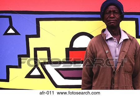 Man Standing by Colourful Ndebele Mural Africa View Large Photo Image Stock Image - Man Standing by Colourful Ndebele Mural Africa. Fotosearch