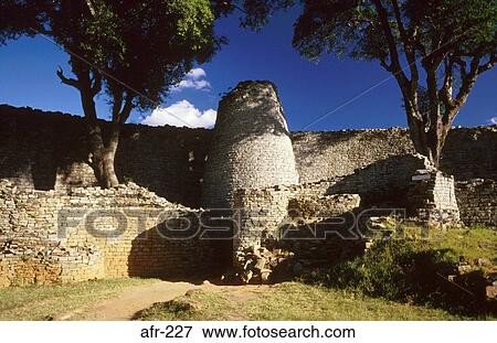 Stock Photo - Stone Walls and Tower Great Zimbabwe. Fotosearch
