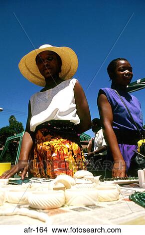 Picture - Women at Market Stall Johannesburg South Africa. Fotosearch