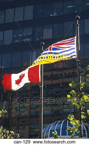 Stock Photo - British Columbia and Canadian Flags. Fotosearch