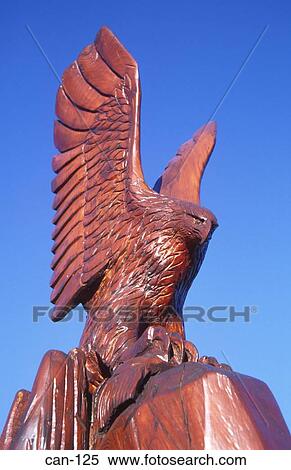 Chainsaw Sculpture of Eagle Hope Canada View Large Photo Image Stock Photography - Chainsaw Sculpture of Eagle Hope Canada. Fotosearch