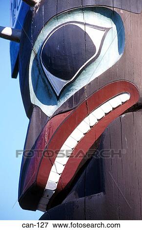 Face on Totem Pole Stanley Park Vancouver Canada View Large Photo Image Stock Photo - Face on Totem Pole Stanley Park Vancouver Canada. Fotosearch