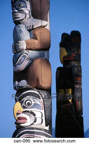 Indian Totem Poles Canada View Large Photo Image Stock Photography - Indian Totem Poles Canada. Fotosearch