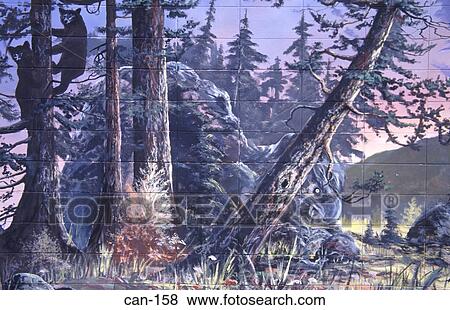 Stock Photo - Mural of Wilderness Forest Canada. Fotosearch