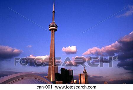Stock Image - Sunlight Striking CN Tower Toronto Canada. Fotosearch