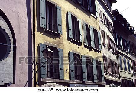 Buildings with Shutters Rue Madeleine Lausanne View Large Photo Image Stock Photography - Buildings with Shutters Rue Madeleine Lausanne. Fotosearch