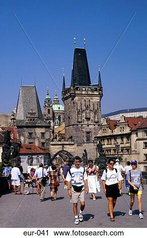 Stock Image - Charles Bridge Prague Czech Republic. Fotosearch