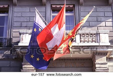 Stock Photo - Flags European Union Switzerland. Fotosearch