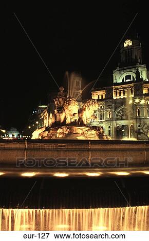 Fountain Plaza De Cibeles Palacio De Comunicaciones View Large Photo Image Stock Photo - Fountain Plaza De Cibeles Palacio De Comunicaciones. Fotosearch