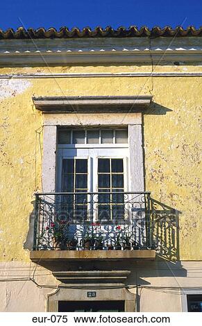 House Front Balcony Colour Olhao Portugal View Large Photo Image Stock Photography - House Front Balcony Colour Olhao Portugal. Fotosearch