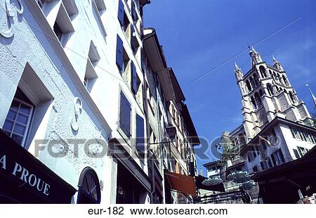Houses & Cathedral Esc Du Maches Lausanne View Large Photo Image Stock Image - Houses & Cathedral Esc Du Maches Lausanne. Fotosearch