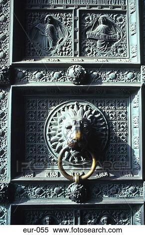 Stock Photography - Lion Door Knocker Door Koln Cathedral Koln (cologne). Fotosearch