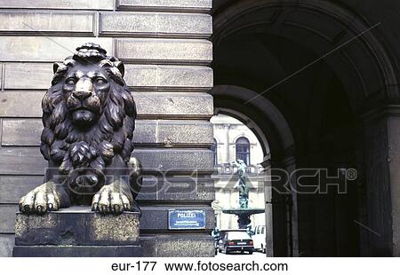 Stock Photo - Lion Statue Hamburg Germany. Fotosearch