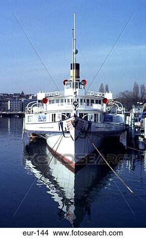 Paddle Steamer moored Quai Du Mont Blanc Geneva View Large Photo Image Picture - Paddle Steamer moored Quai Du Mont Blanc Geneva. Fotosearch