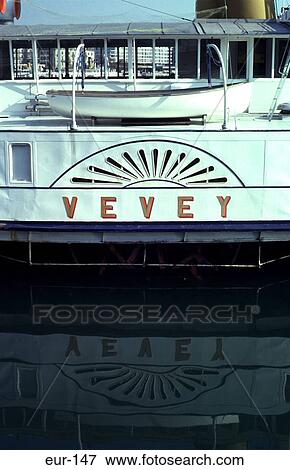 Stock Photo - Paddle Wheel of Steamer Moored Lake Geneva. Fotosearch