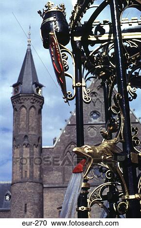 Stock Image - Parliament viewed through Railings The Hague NL. Fotosearch