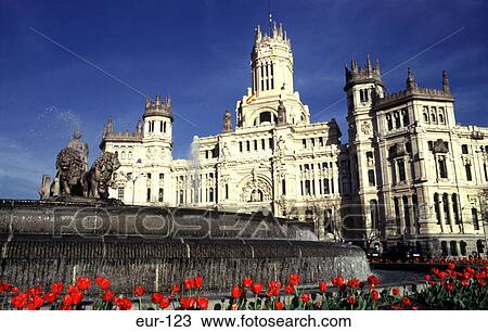 Plaza De Cibeles Palacio De Comunicaciones Madrid View Large Photo Image Stock Image - Plaza De Cibeles Palacio De Comunicaciones Madrid. Fotosearch