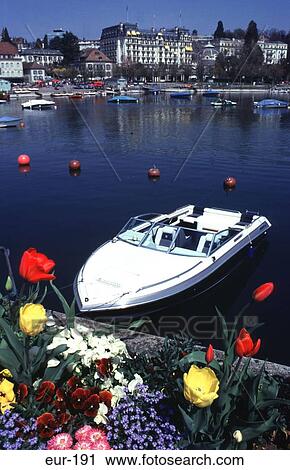 Speed Boat Moored at Ouchy Lausanne Switzerland View Large Photo Image Stock Image - Speed Boat Moored at Ouchy Lausanne Switzerland. Fotosearch