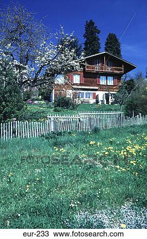 Traditional House and Garden Switzerland Spiez View Large Photo Image Stock Image - Traditional House and Garden Switzerland Spiez. Fotosearch