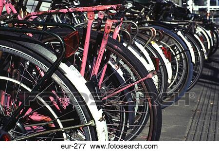 Stock Photo - View of Bicycle Rank The Hague Netherlands. Fotosearch