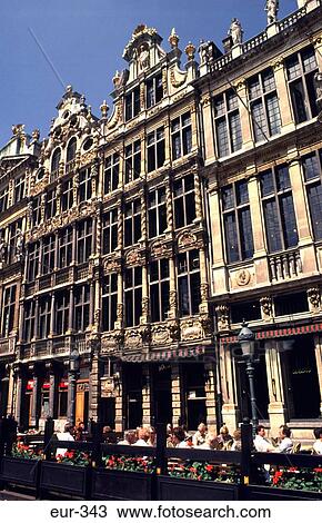 Stock Image - View of Buildings on Grand Place Brussels Belgium. Fotosearch