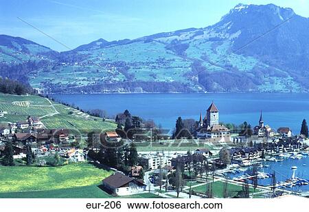 View Over Spiez Switzerland View Large Photo Image Stock Photograph - View Over Spiez Switzerland. Fotosearch