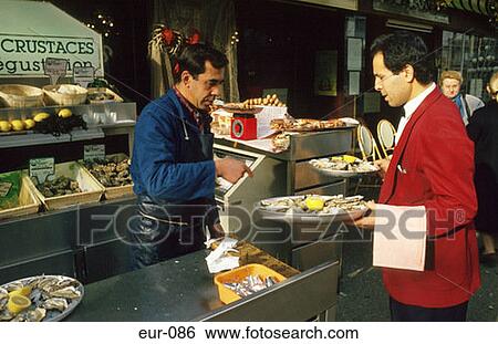 Waiters Sea Food Lyon France View Large Photo Image Stock Photograph - Waiters Sea Food Lyon France. Fotosearch