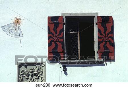 Stock Image - Wall Detail The Medieval Castle Spiez Switzerland. Fotosearch