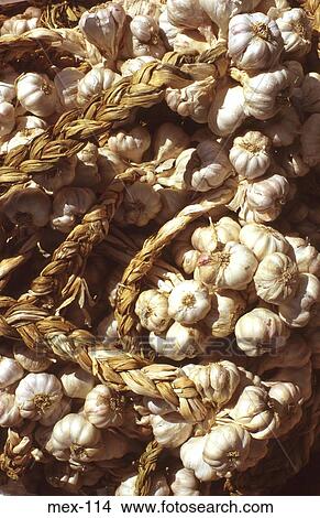 Baskets of Garlic on Market Stall Display Mexico View Large Photo Image Picture - Baskets of Garlic on Market Stall Display Mexico. Fotosearch
