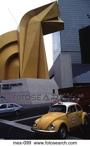 Beetle and Yellow Sculpture Mexico City View Large Photo Image Stock Photo - Beetle and Yellow Sculpture Mexico City. Fotosearch