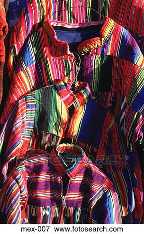 Stock Photo - Display of Colourful Jackets Mexico. Fotosearch