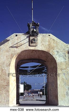 Stock Photo - Entrance to Spanish Fort Campeche Mexico. Fotosearch