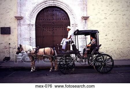 Stock Photograph - Horse Drawn Carriage Merida Yucatan Mexico. Fotosearch