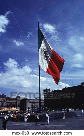 Stock Image - Mexican Flag in Square Zocalo Mexico. Fotosearch