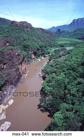 Stock Image - River Running through Copper Canyon Sierra Madre. Fotosearch
