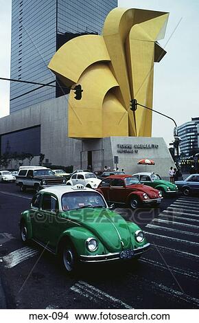 Traffic and Yellow Sculpture Mexico City View Large Photo Image Picture - Traffic and Yellow Sculpture Mexico City. Fotosearch