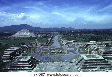 Stock Photo - View to Pyramid of the Sun Mexico. Fotosearch