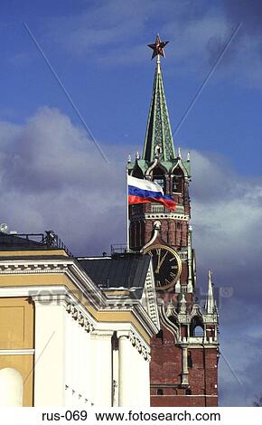 Flag Flying at Spassky Tower Moscow View Large Photo Image Stock Photo - Flag Flying at Spassky Tower Moscow. Fotosearch
