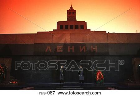 Stock Photo - Guards at Lenin's Tomb Red Square Moscow. Fotosearch