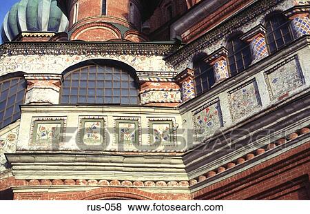 Stock Photo - Ornamental Facade of St Basils Cathedral Moscow. Fotosearch
