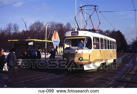 Tram on Moscow Street View Large Photo Image Stock Photo - Tram on Moscow Street. Fotosearch