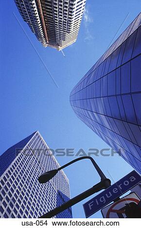 Abstract View of Skyscrapers and Blue Sky LA USA View Large Photo Image Picture - Abstract View of Skyscrapers and Blue Sky LA USA. Fotosearch