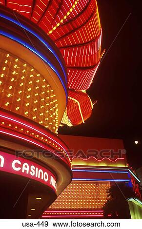Stock Photo - Casino Illuminations at Night Las Vegas Nevada. Fotosearch