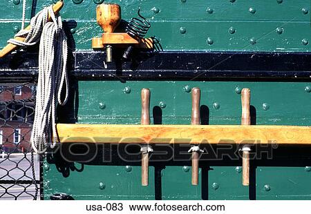 Stock Image - Detail of the Deck of USS Constitution Boston USA. Fotosearch