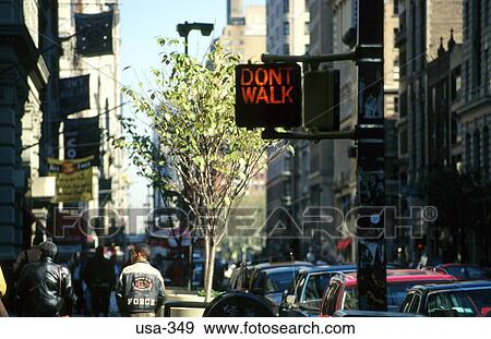 Stock Photo - Don't Walk Sign Fifth Avenue New York City USA. Fotosearch