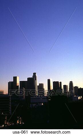 Evening Skyline Downtown Los Angeles View Large Photo Image Stock Image - Evening Skyline Downtown Los Angeles. Fotosearch