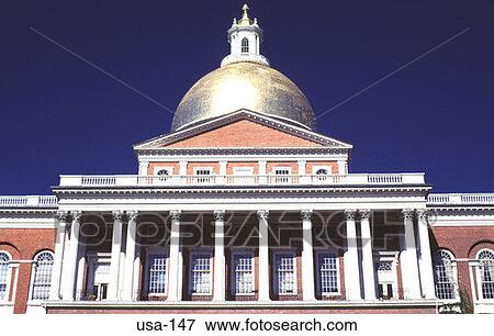 Stock Photo - Front View of State House Boston USA. Fotosearch