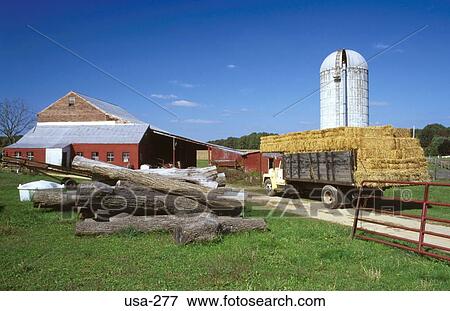 Grain Silo and Farm USA View Large Photo Image Stock Photo - Grain Silo and Farm USA. Fotosearch